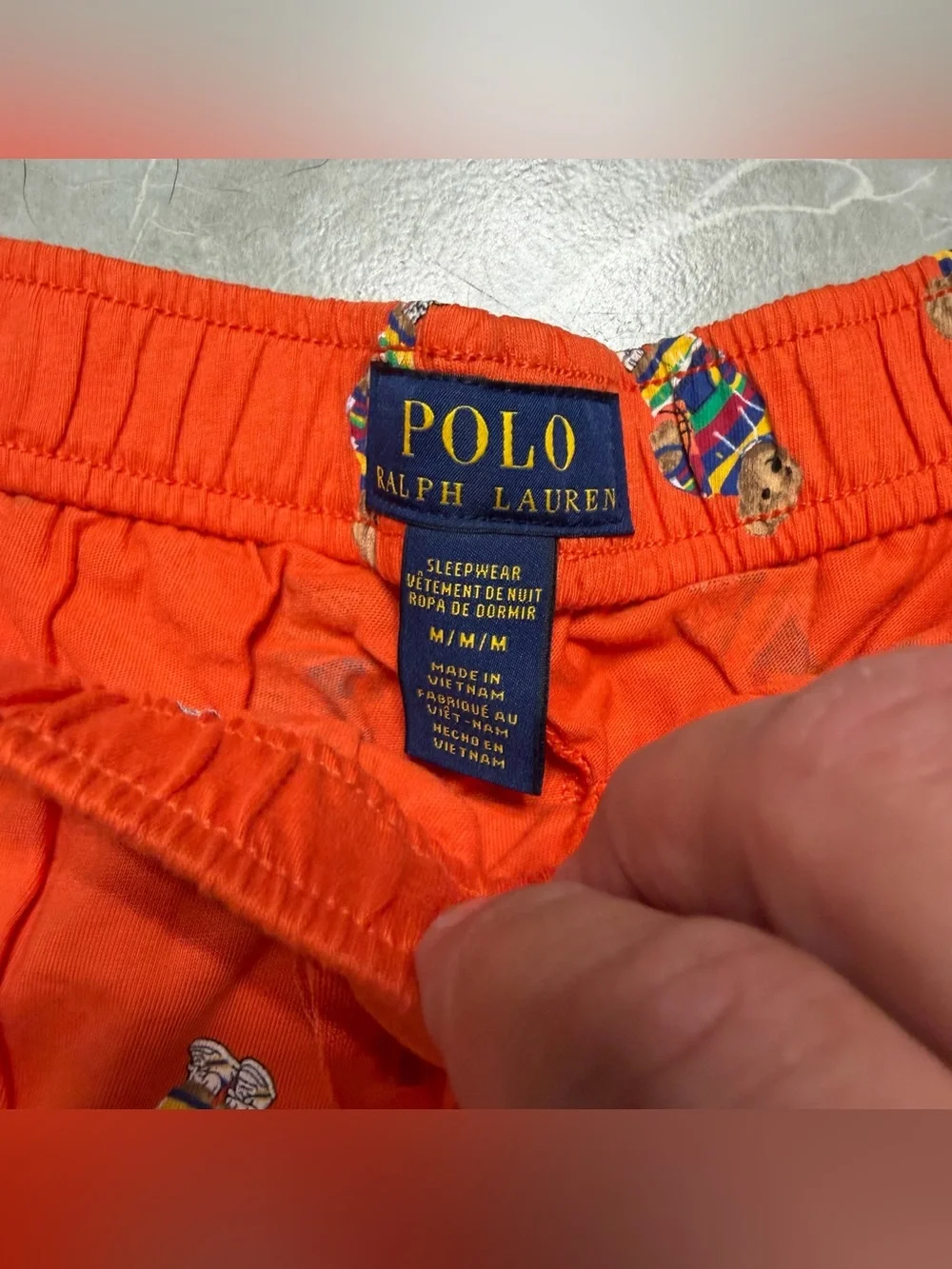 Polo Ralph Lauren Mens Orange Polo Bear Print Sleep/Lounge Shorts- Medium NWT